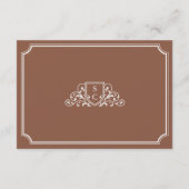 Monogram Bruin & Ecru Bruiloft Details Informatiekaartje (Achterkant)
