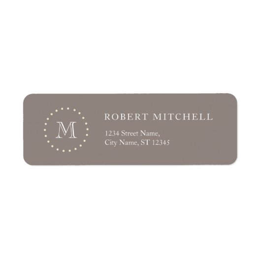 Monogram Bruin Elegant Business Adresetiketten Etiket (Voorkant)