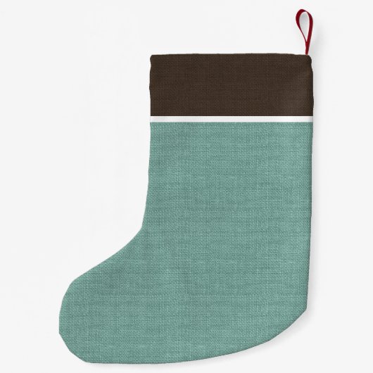 Monogram bruin en Aqua Rustic Holiday Kleine Kerstsok (Achterkant)