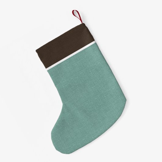 Monogram bruin en Aqua Rustic Holiday Kleine Kerstsok (Achterkant (Hangend))