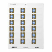 Monogram bruin en blauw Zebra Pattern Etiket (Full Sheet)