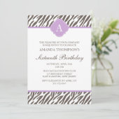 Monogram bruin en lavender Zebra Pattern Kaart (Staand voorkant)