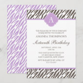 Monogram bruin en lavender Zebra Pattern Kaart (Voorkant / Achterkant)