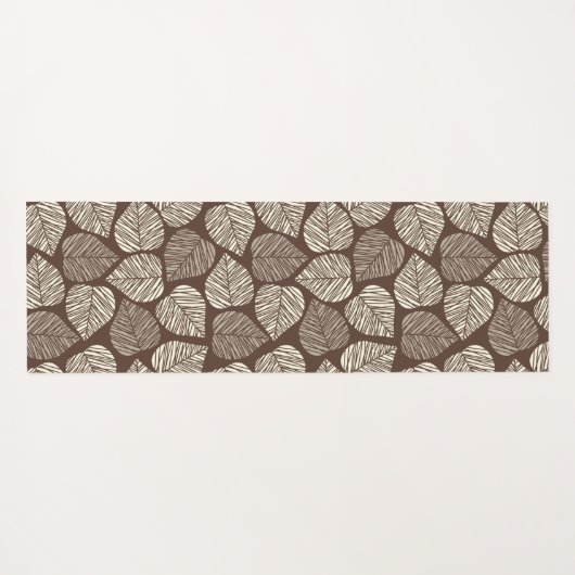 Monogram bruin en Taupe Leaf Natural Trendy Yogamat (Achterkant (horizontaal))