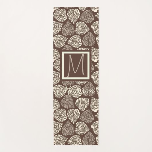 Monogram bruin en Taupe Leaf Natural Trendy Yogamat (Voorkant)