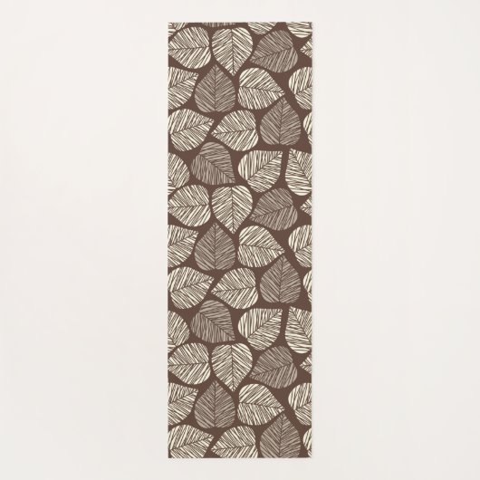 Monogram bruin en Taupe Leaf Natural Trendy Yogamat (Achterkant)