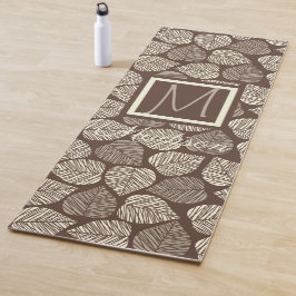 Monogram bruin en Taupe Leaf Natural Trendy Yogamat