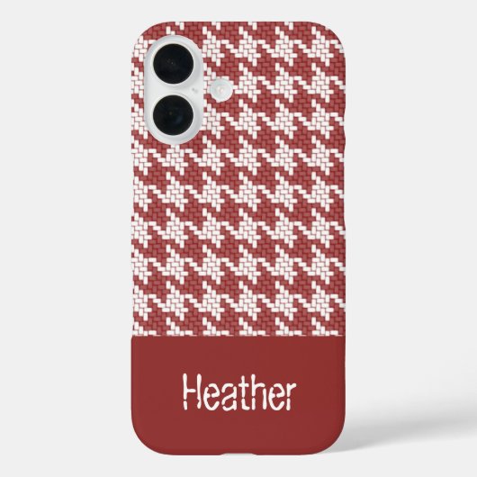 Monogram bruin en wit houndstooth patroon Case-Mate iPhone case (Achterkant)