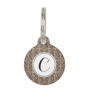 Monogram Bruin Gevlekte Luipaard Print Huisdierpenning