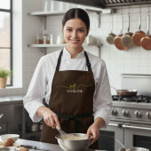 Monogram Bruin Goud Kleur Persoonlijk Schort