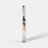 Monogram Bruin Goud Marmer Luxe Abstract Ontwerp iPhone Hoesje (Rechterkant)