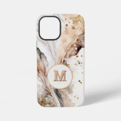 Monogram Bruin Goud Marmer Luxe Abstract Ontwerp iPhone Hoesje (Achterkant)