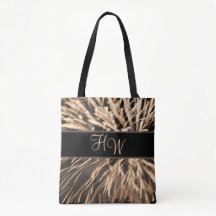 Monogram Bruin Goud Vuurwerk Canvas tas