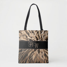 Monogram Bruin Goud Vuurwerk Canvas tas