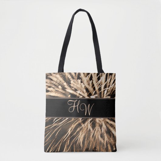 Monogram Bruin Goud Vuurwerk Canvas tas (Voorkant)