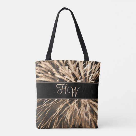 Monogram Bruin Goud Vuurwerk Canvas tas (Achterkant)