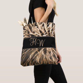 Monogram Bruin Goud Vuurwerk Canvas tas
