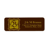 Monogram bruin + gouden adreslabel etiket (Voorkant)