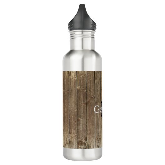 Monogram bruin hout Handsome Personalized Waterfles (Links)