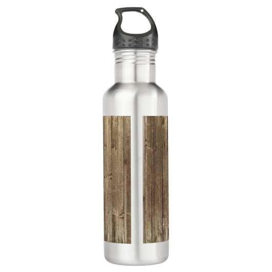 Monogram bruin hout Handsome Personalized Waterfles (Achterkant)