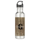 Monogram bruin hout Handsome Personalized Waterfles (Voorkant)