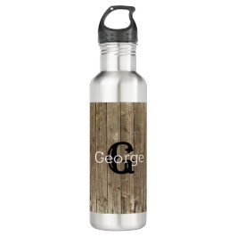Monogram bruin hout Handsome Personalized Waterfles