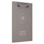 Monogram bruin Klassiek elegant bedrijfsklembord Klembord (Rechts)