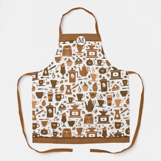Monogram bruin koffieseizoen schort (Voorkant)
