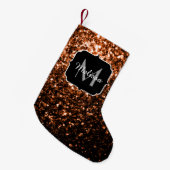 Monogram bruin koper smeltkroes kleine kerstsok (Voorkant (Hangend))