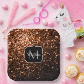 Monogram bruin koper smeltkroes papieren bordje (Feest)