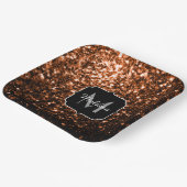 Monogram bruin koper smeltkroes papieren bordje (Gebogen)