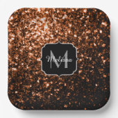 Monogram bruin koper smeltkroes papieren bordje (Voorkant)