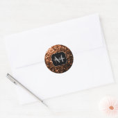 Monogram bruin koper smeltkroes ronde sticker (Envelop)