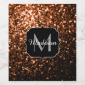 Monogram bruin koper smeltkroes wijn etiket (Enkel label)