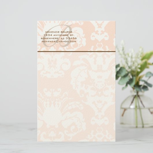 Monogram Bruin & Koraal Stationery Briefpapier (Staand voorkant)