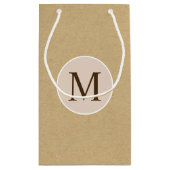 Monogram Bruin Kraft Paper Textuur Klein Cadeauzakje (Achterkant)