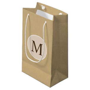 Monogram Bruin Kraft Paper Textuur Klein Cadeauzakje