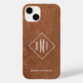 Monogram bruin kunstleder Case-Mate iPhone case (Achterkant)