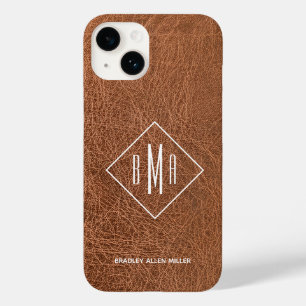 Monogram bruin kunstleder Case-Mate iPhone 14 hoesje
