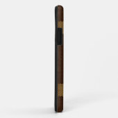 Monogram bruin leder en goudstrips Case-Mate iPhone case (Achterkant/rechts)