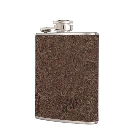 Monogram bruin leder heupfles (Links)