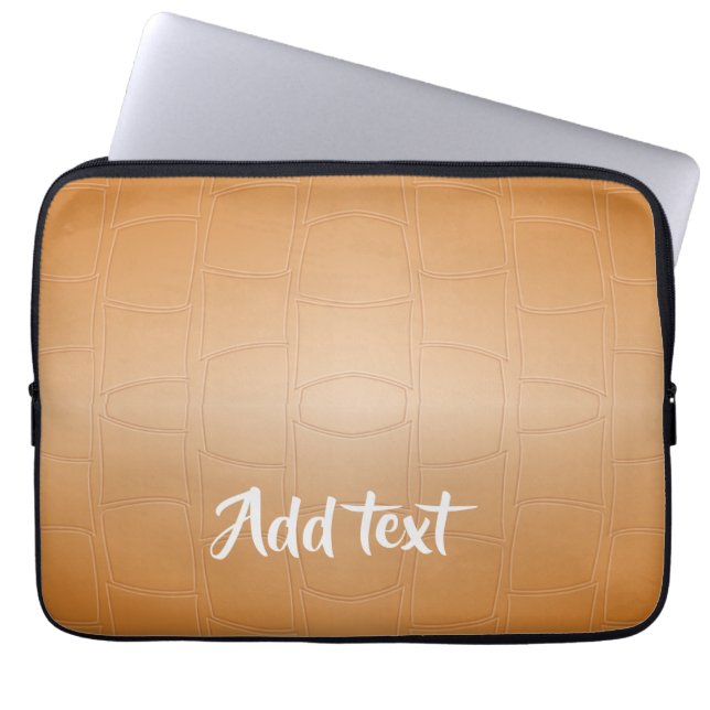 Monogram bruin leer geweven laptop sleeve (Voorkant)