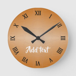 Monogram bruin leer geweven ronde klok