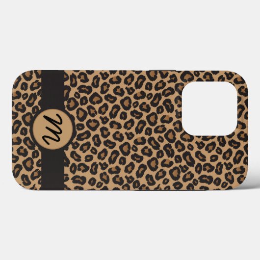 Monogram bruin leopard Pattern Case-Mate iPhone Case (Achterkant (horizontaal))