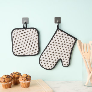 Monogram Bruin Leuk Letterpatroon Elegant Ovenwant & Pannenlap Set