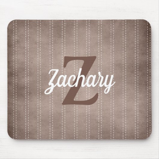 Monogram bruin  Pinstripe Retro Muismat (Voorkant)