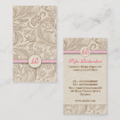 monogram bruin roze visitekaartje (Voorkant / Achterkant)