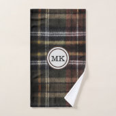 Monogram bruin ruitmotief bad handdoek (Handdoek)