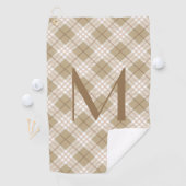 Monogram bruin Tan beige Tartan Buffalo Golfhanddoek (Insitu)