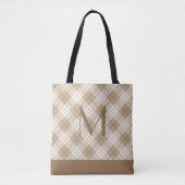 Monogram bruin Tan beige Tartan Buffalo Tote Bag (Voorkant)